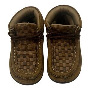Twister Toddler Shoes Size 4 Handwoven Boot Casual Lace Up Brown Leather